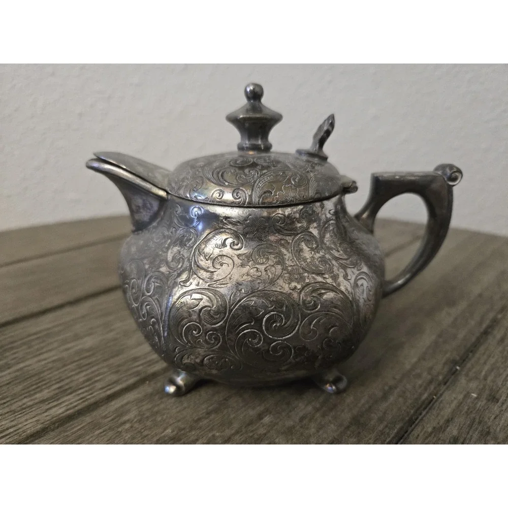 Antique Forbes Silver Co Quadruple Embossed Creamer With Lid #235 Victorian